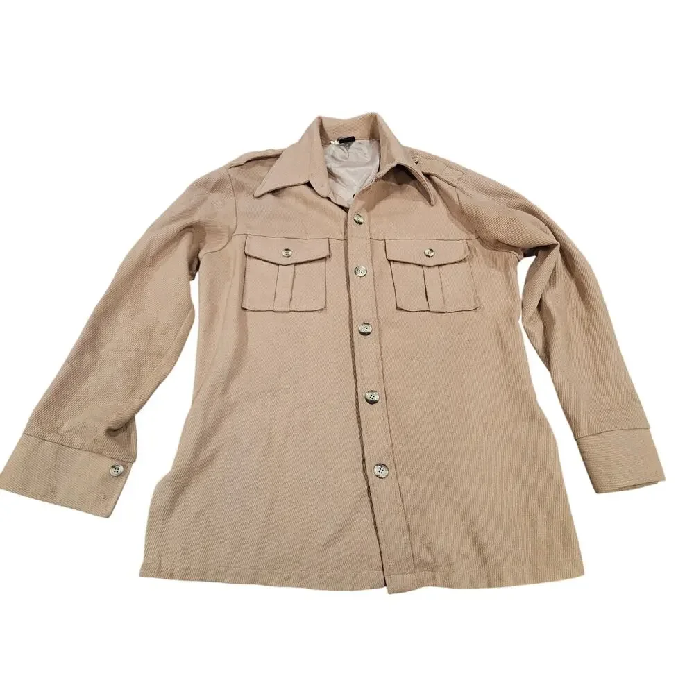Vintage Robert Bruce Shelby Division Tan Wool Lined Shacket Button Front Men’s L